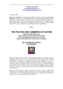 Autism / Neurological disorders / Pervasive developmental disorders / Place of birth missing / Biology of gender / Simon Baron-Cohen / Münchausen syndrome by proxy / Asperger syndrome / Autism Speaks / Health / Psychiatry / Abnormal psychology