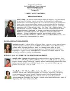 Congressman Jim Moran’s 2014 Annual Women’s Issues Conference Saturday, September 13, 2014 Washington-Lee High School Arlington, VA