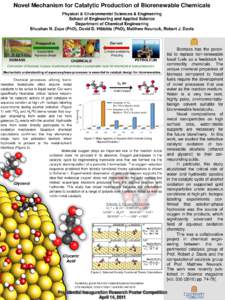 Novel Mechanism for Catalytic Production of Biorenewable Chemicals Physical & Environmental Sciences & Engineering School of Engineering and Applied Science Department of Chemical Engineering Bhushan N. Zope (PhD), David