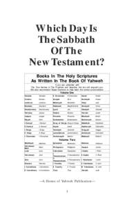 Sacred Name Movement / Old Testament theology / Christian theology / Jewish ethics / House of Yahweh / Yahshua / Sabbath in Christianity / Sabbath in seventh-day churches / Yahweh / Christianity / Religion / Sabbath