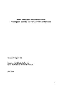 HMRC Tax-Free Childcare Research