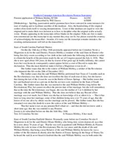 Southern Campaign American Revolution Pension Statements Pension application of William Mobley R7288 Frances fn22SC Transcribed by Will Graves[removed]