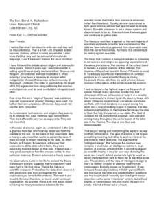 The Rev. David A. Richardson Grace Episcopal Church Lake Havasu City, AZ From Dec 12, 2005 newsletter Dear Friends, I realize that what I am about to write can and may well