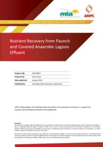 Nutrient Recovery from Paunch and Covered Anaerobic Lagoon Effluent Project code: