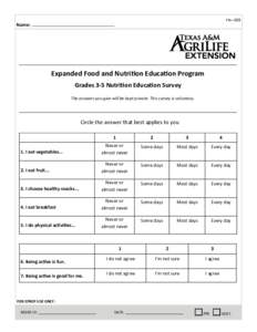 FN—003  Name: Expanded Food and Nutrition Education Program Grades 3-5 Nutrition Education Survey