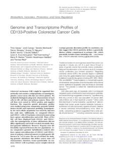 Genome and Transcriptome Profiles of CD133-Positive Colorectal Cancer Cells