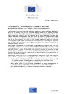 EUROPEAN COMMISSION  PRESS RELEASE Brussels, 26 April[removed]Employment: Commission proposes to improve