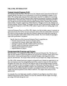 FBLA-PBL INFORMATION National Awards Program (NAP) The business world tells FBLA-PBL that to succeed, students need to know about all facets of business whether they plan to be an entrepreneur or work for an established 