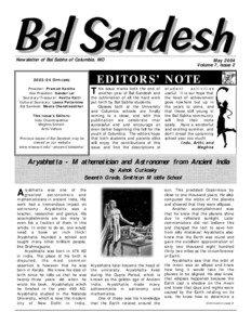 Newsletter of Bal Sabha of Columbia, MO  May 2004