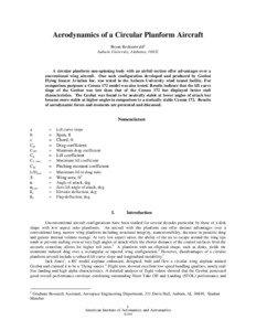 Aerodynamics of a Circular Planform Aircraft Bryan Recktenwald1 Auburn University, Alabama, 36832