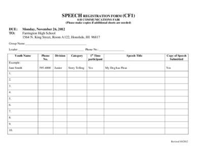 SPEECH AND DEMONSTRATION REGISTRATION FORM (CF1)