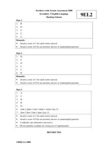 Territory-wide System Assessment 2008 Secondary 3 English Language Marking Scheme Part[removed].