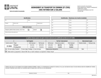 ABONNEMENT AU TRANSPORT EN COMMUN (ST LÉVIS) AVEC RETENUE SUR LE SALAIRE Identification Nom