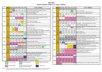 [removed]School Calendar of HKCCCU Logos Academy Sep  Oct