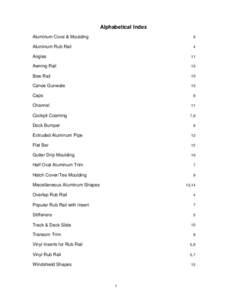 Alphabetical Index Aluminum Cove & Moulding 9  Aluminum Rub Rail