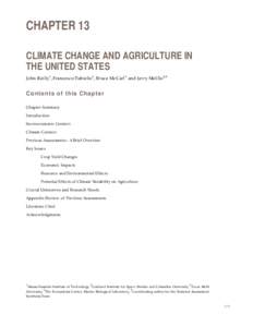 Agriculture sector (Chapter 13) of the Foundation document of Climate Change Impacts on the United States: The Potential Consequences of Climate Variability and Change