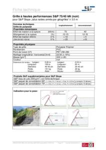 Fiche technique Grille à hautes performances S&PkN (noir) pour S&P Slope „talus raides armés par géogrilles“ ≥ 3.0 m Données techniques Grille de polyester Propriétés mécaniques