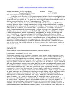 Southern Campaign American Revolution Pension Statements Pension application of Richard Jones W9081 Rebecca fn54SC Transcribed by Will Graves rev’d[removed]