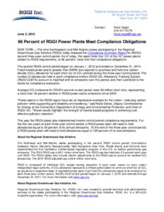 Regional Greenhouse Gas Initiative, Inc. 90 Church Street, 4th Floor New York, NYContact: June 2, 2015