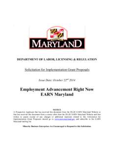Maryland Department of Labor /  Licensing and Regulation / Workforce Innovation in Regional Economic Development / Wyoming Workforce Development Council