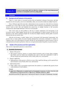 Category No. 3  Practices associated with the effective utilization of the multi-dimensional functions of ecosystem services using plants  1.