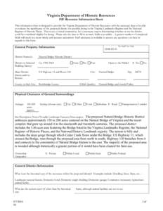 Virginia Department of Historic Resources PIF Resource Information Sheet This information sheet is designed to provide the Virginia Department of Historic Resources with the necessary data to be able to evaluate the sign