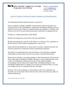 Anne Arundel Community College Financial Aid Office Web Site: www.aacc.edu/aid E-mail: [removed] Telephone: [removed]