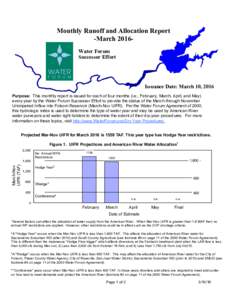 Monthly Runoff and Allocation Report -March 2016Water Forum Successor Effort Issuance Date: March 10, 2016 Purpose: This monthly report is issued for each of four months (i.e., February, March, April, and May)