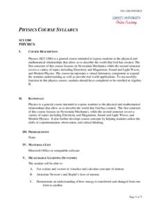 SCI 1200 PHYSICS  PHYSICS COURSE SYLLABUS SCIPHYSICS