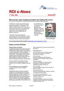 RDI e-News  Issue #1 1st May 2003
