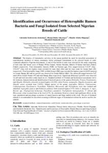 Journal of Applied & Environmental Microbiology, 2014, Vol. 2, No. 6, [removed]Available online at http://pubs.sciepub.com/jaem/2/6/6 © Science and Education Publishing DOI:[removed]jaem[removed]Identification and Occurre