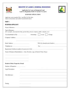 Application for Lease on Designated Land