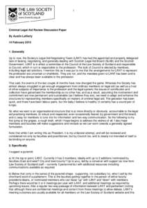 1  Criminal Legal Aid Review Discussion Paper By Austin Lafferty 14 February 2013