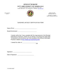 O FFIC E O F TH E M A YO R CITY AND COUNTY OF HONOLULU 530 SOUTH KING STREET, ROOM 300 * HONOLULU, HAWAII[removed]PHONE: ([removed] * FAX: ([removed] * INTERNET: www.honolulu.gov  EMBER LEE SHINN