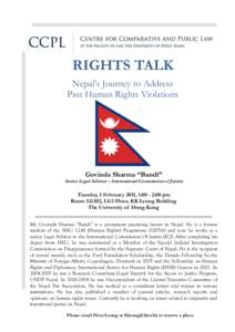RIGHTS TALK Nepal’s Journey to Address Past Human Rights Violations Govinda Sharma “Bandi”
