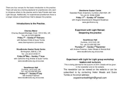 Swarthmoor / Woodbrooke Quaker Study Centre / Charney Manor / Cumbria / Quakers / Sunday / The Experiment / Christianity / Counties of England / Furness