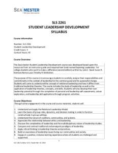    SLS	
  2261	
   STUDENT	
  LEADERSHIP	
  DEVELOPMENT	
   SYLLABUS	
   	
  