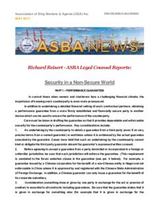 Association of Ship Brokers & Agents (USA) Inc. MAY 2017 View this email in your browser  Richard Reisert ­ ASBA Legal Counsel Reports: