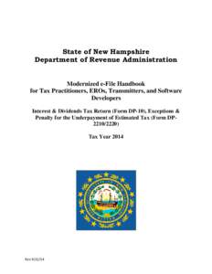 State of New Hampshire Department of Revenue Administration Modernized e-File Handbook for Tax Practitioners, EROs, Transmitters, and Software Developers