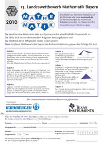 13. Landeswettbewerb Mathematik Bayern  M A T H E 2010
