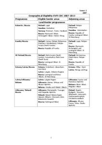 Annex[removed]Geographical Eligibility ENPI CBC[removed]Programme  Eligible border areas