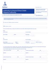 November 2010 Rabobank Australia Limited Authority AmendApplication Direct Debit