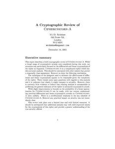 A Cryptographic Review of Cipherunicorn-A M.J.B. Robshaw