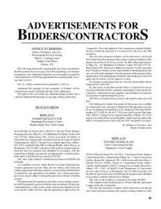 ADVERTISEMENTS FOR  BIDDERS/CONTRACTORS NOTICE TO BIDDERS Office of General Services Procurement Services Group