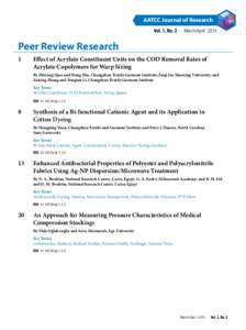 AATCC Journal of Research Vol. 1, No. 2 March/AprilPeer Review Research