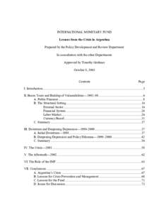 Lessons from the Crisis in Argentina, October 8, 2003