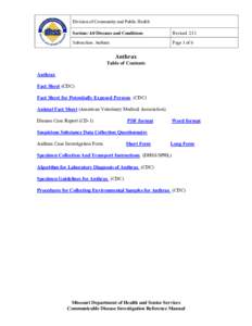 Division of Community and Public Health Section: 4.0 Diseases and Conditions Revised[removed]Subsection: Anthrax