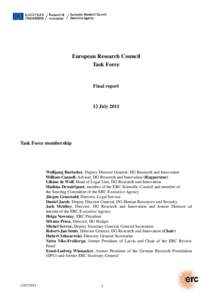 European Research Council Task Force Final report  12 July 2011