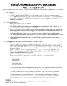 Tasting Procedure for Heritage Poultry