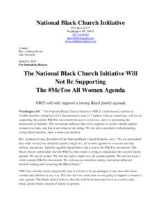 National Black Church Initiative P.O. BoxWashington DC0184  www.naltblackchurch.com
